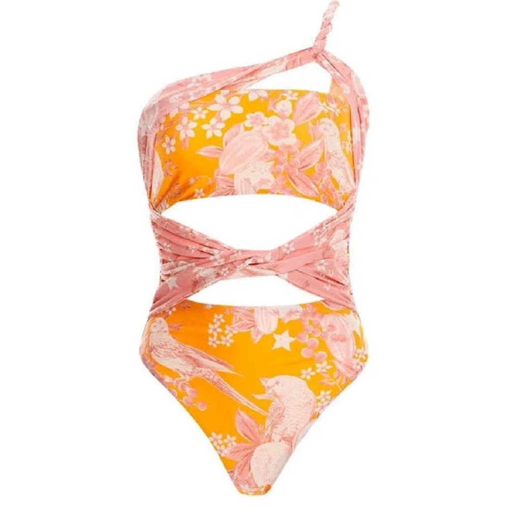 Agua Bendita Gemma Floral Cut Out Braided One Piece Swimsuit